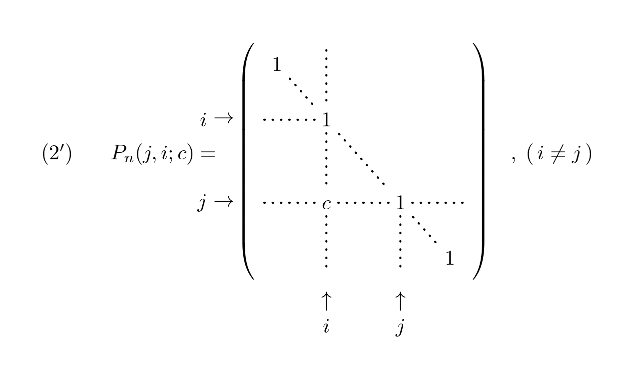 ある行（または列）をc倍して他の行（または列）に加える基本変形に対応する基本行列。