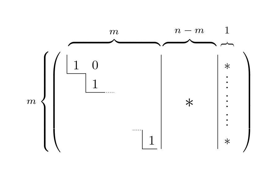 任意の行列が簡約階段行列に変形できることの証明 - 列の数が行の数よりも多い場合